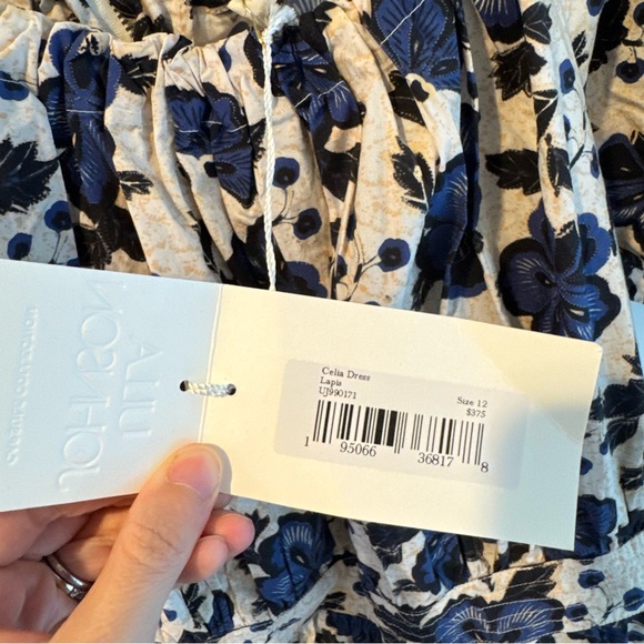 NWT Ulla Johnson Celia Blue Dress Lapis Floral Print Mini Puff Sleeve - Picture 5 of 11